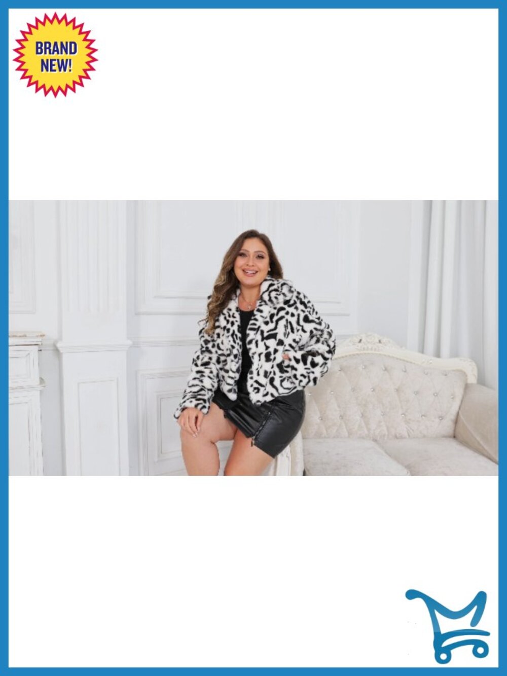 Cropped Faux Fur Jacket with Hidden Pockets and Shawl Collar Cardigan Coat - Picture 6 of 6